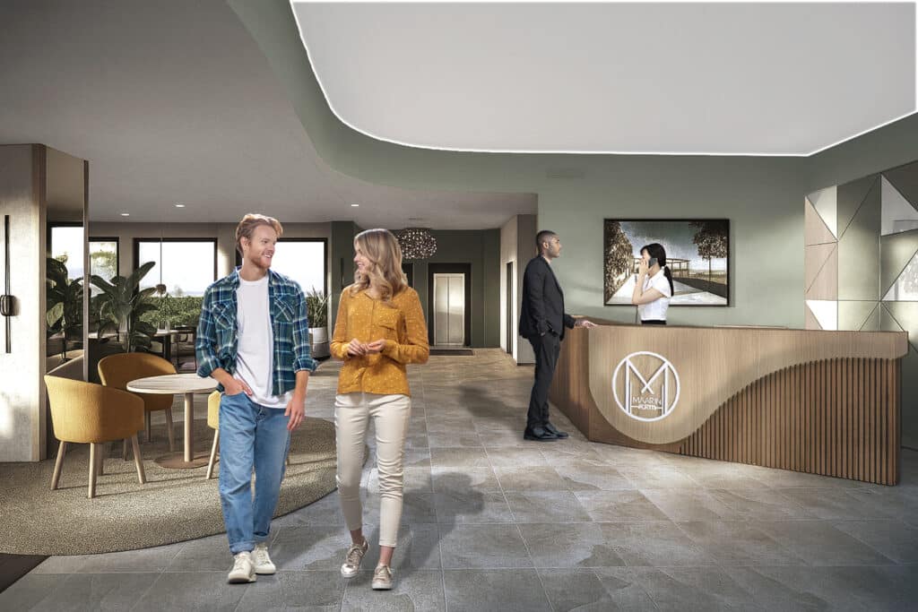 Havainnekuva MaarinPorttiin valmistuvasta aulatilasta.